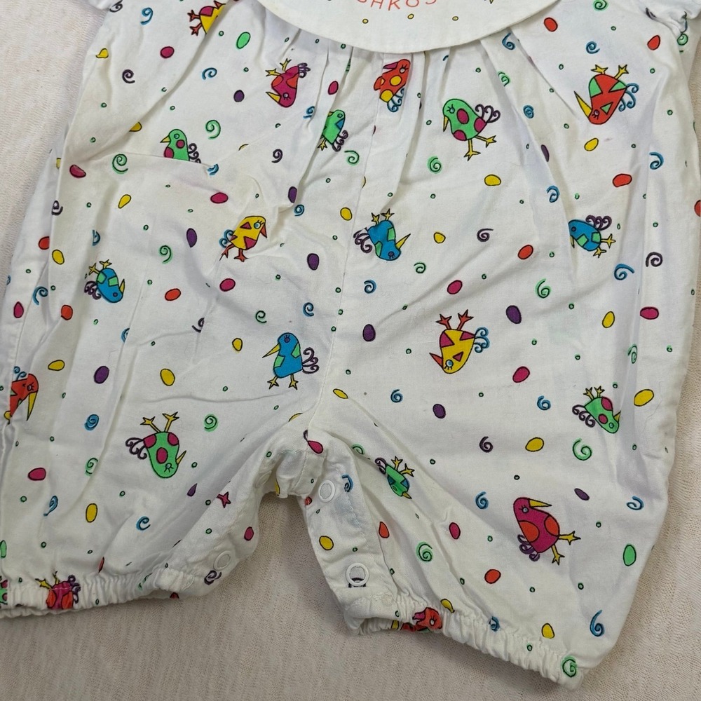 Vintage OshKosh Baby Romper 3-6 Months Birds Musical Print USA Made Bubble - Picture 7 of 8